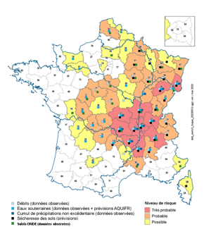drought risk map in France